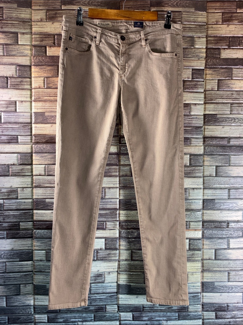 Pre Owned Adriano Goldschmied  30x 29 The Stevie Ankle Straight Beige/Tan Jeans